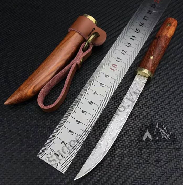 Dao gọt hoa quả vân thép Damascus Nhật Bản