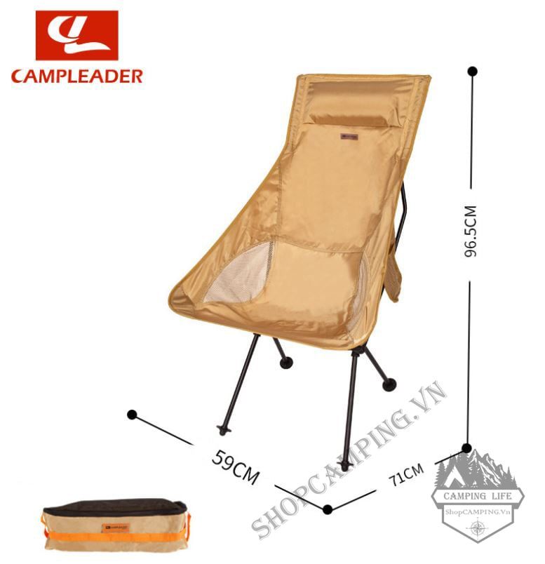 Ghế xếp có gối và tựa cỡ lớn hợp kim nhôm dành cho câu cá, cắm trại, dã ngoại