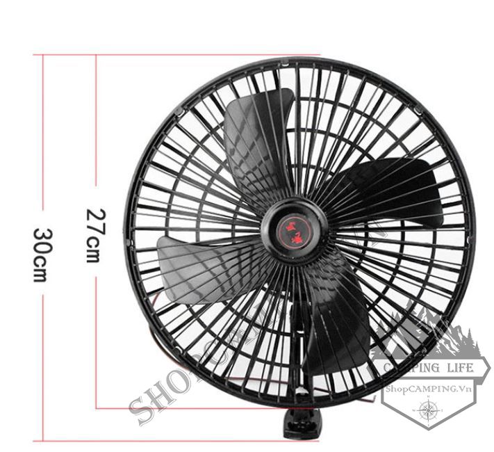 Quạt điện 12v lồng sắt dành cho cắm trại dã ngoại