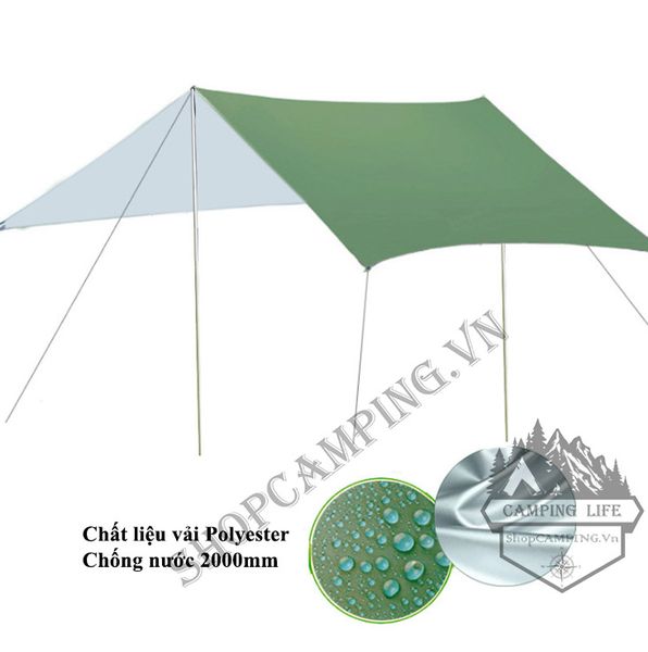  Bộ tăng trụ 3x3m, 3x4m và 3x5m, bộ tarp dành cho dã ngoại cắm trại (kèm 2 cây trụ, dây và cọc) 