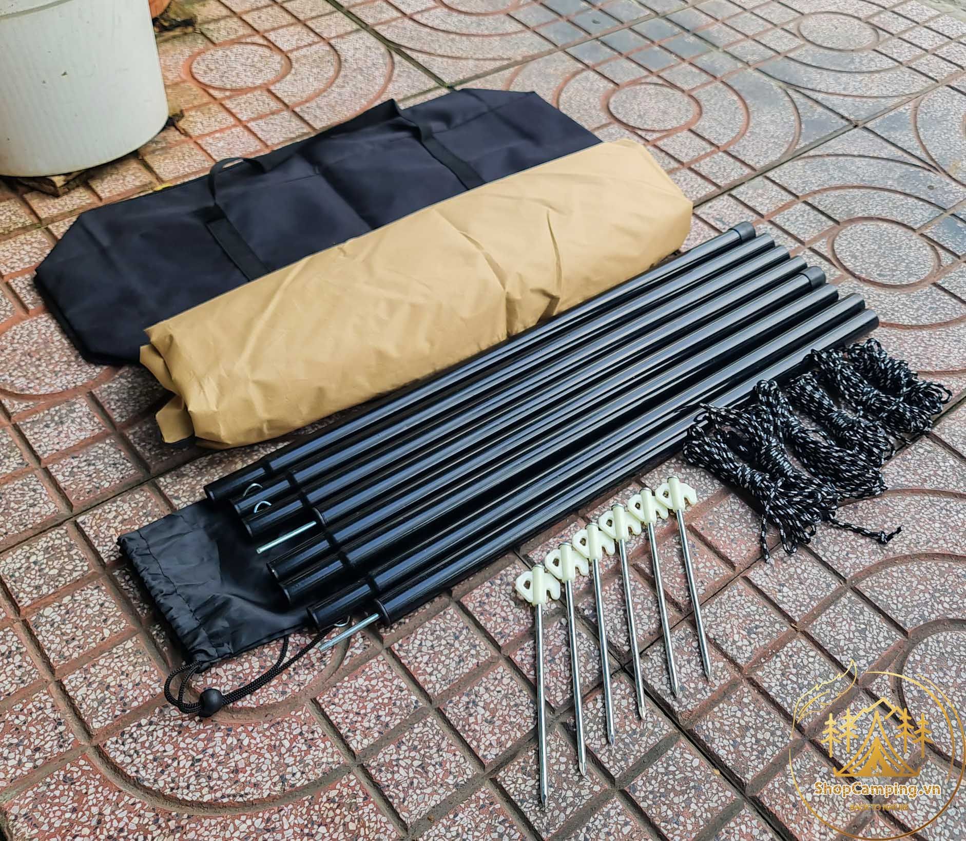Bộ tăng /tarp bạt che Top Lander kèm trụ sắt 5m1*5m1*cao 2,4m