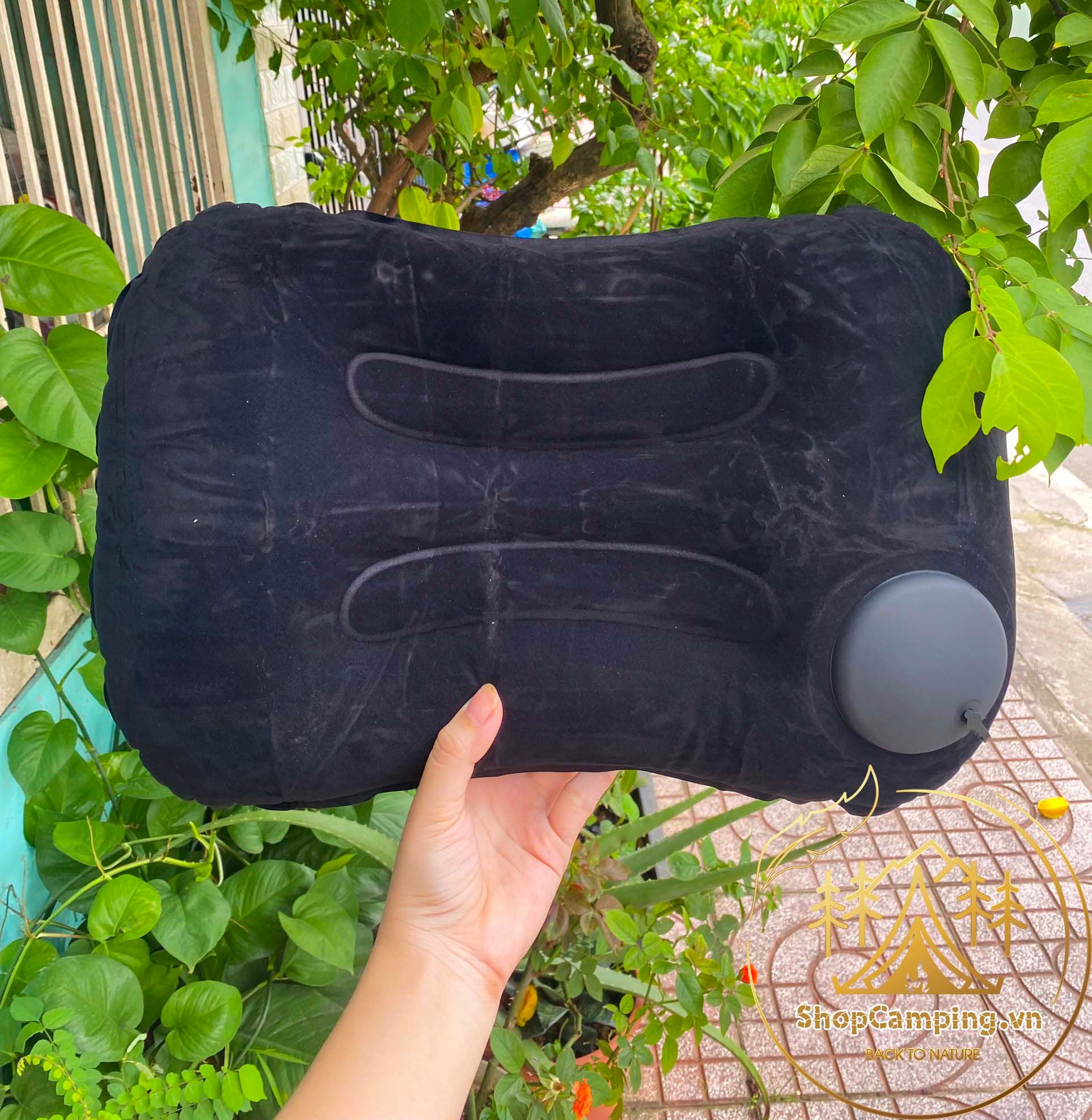 Gối hơi gấp gọn tự bơm hơi, gối hơi văn phòng, gối xếp gọn du lịch dã ngoại cắm trại