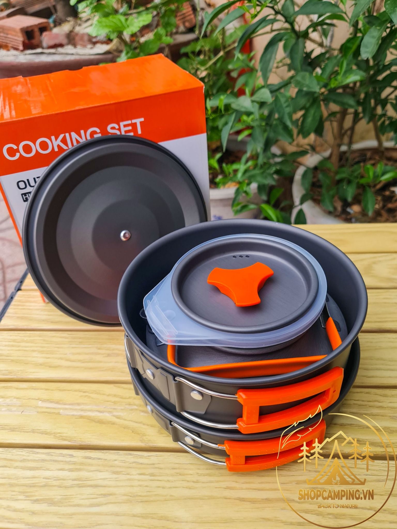 Bộ nồi dã ngoại HK 310 dành 2-3 người, bộ nồi cắm trại xếp gọn 9 món phượt, du lịch, cắm trại