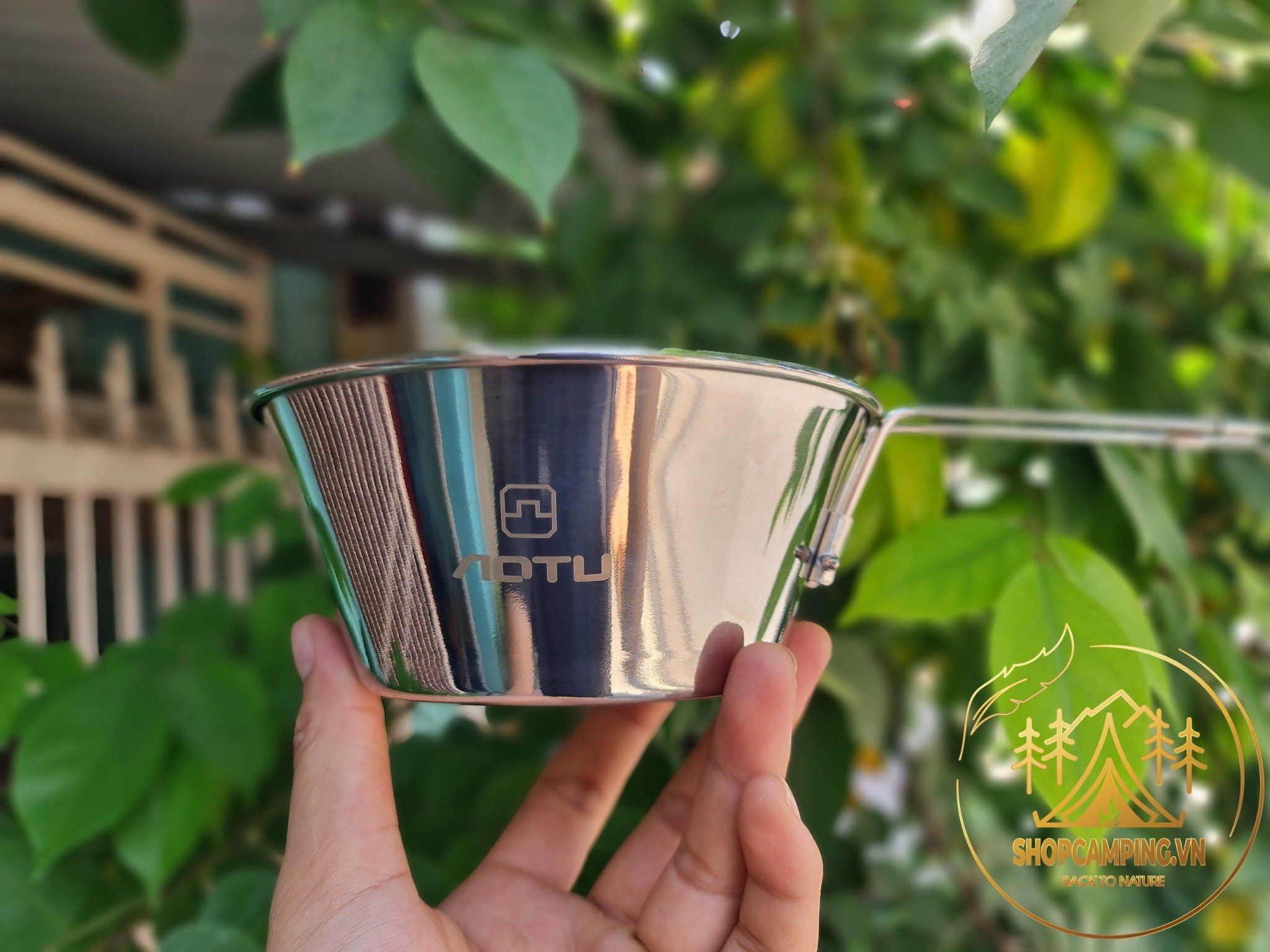 Chén inox 304 gấp gọn (set 4 chén)kèm túi đựng Aotu, bộ chén inox xếp gọn dành cho dã ngoại cắm trại