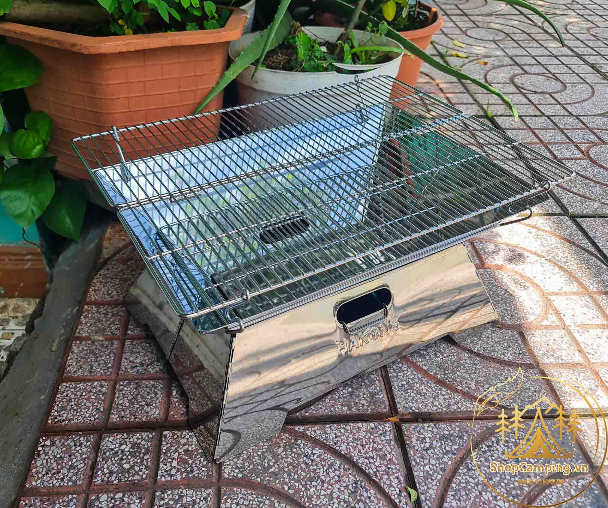 Bếp nướng Hakong inox cỡ lớn gấp gọn cho cắm trại dã ngoại
