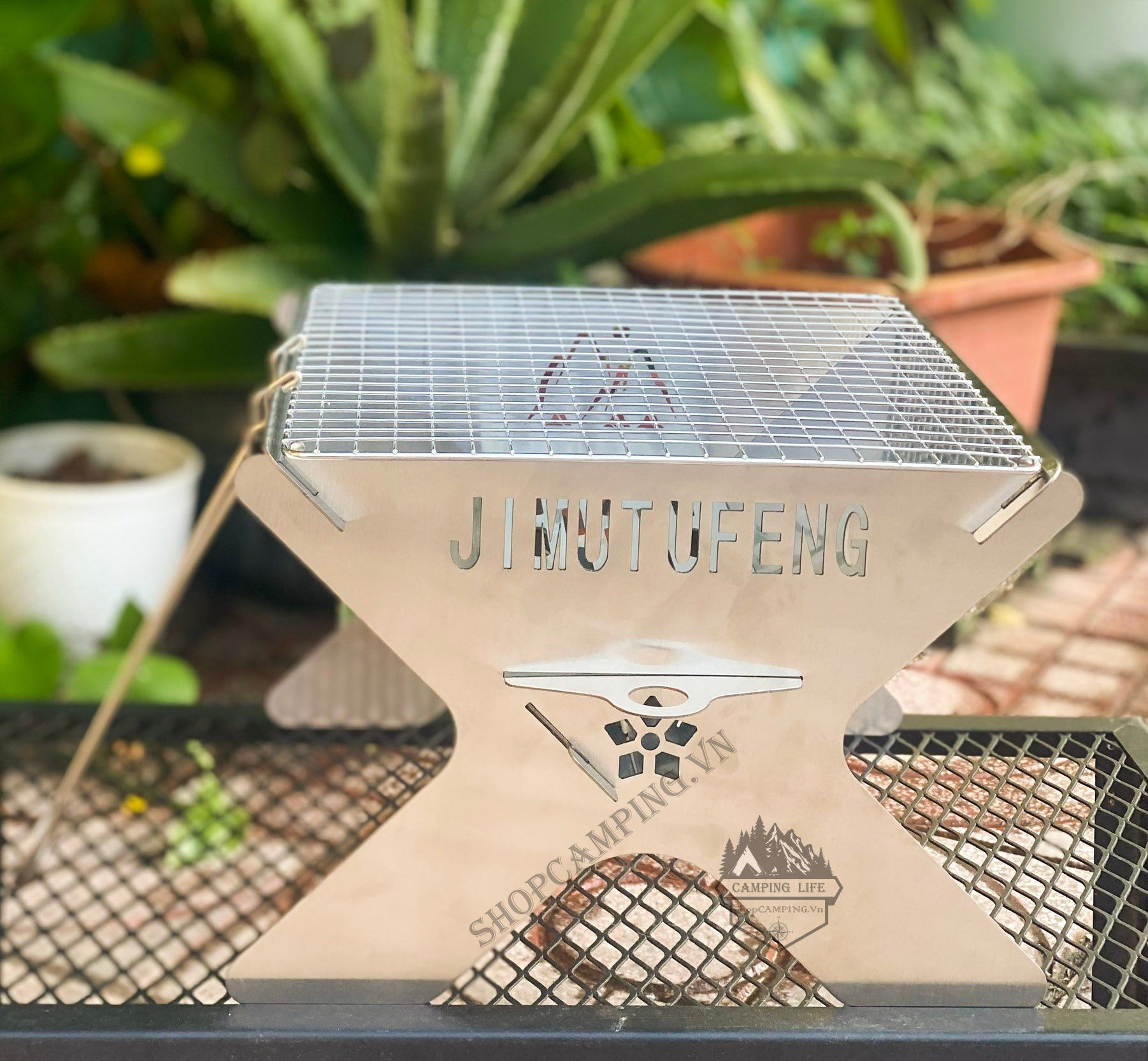 Bếp nướng than JIMUTUFENG gấp gọn, lò nướng lắp ghép dành cho cắm trại dã ngoại