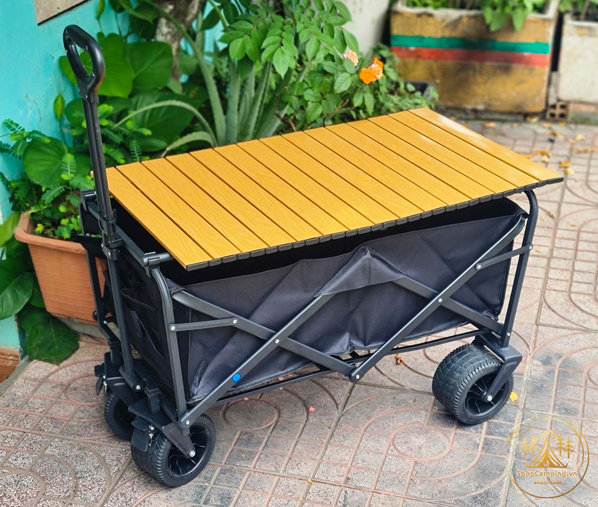 Xe kéo dã ngoại gấp gọn, xe đựng đồ bánh lớn cho du lịch, cắm trại dã ngoại