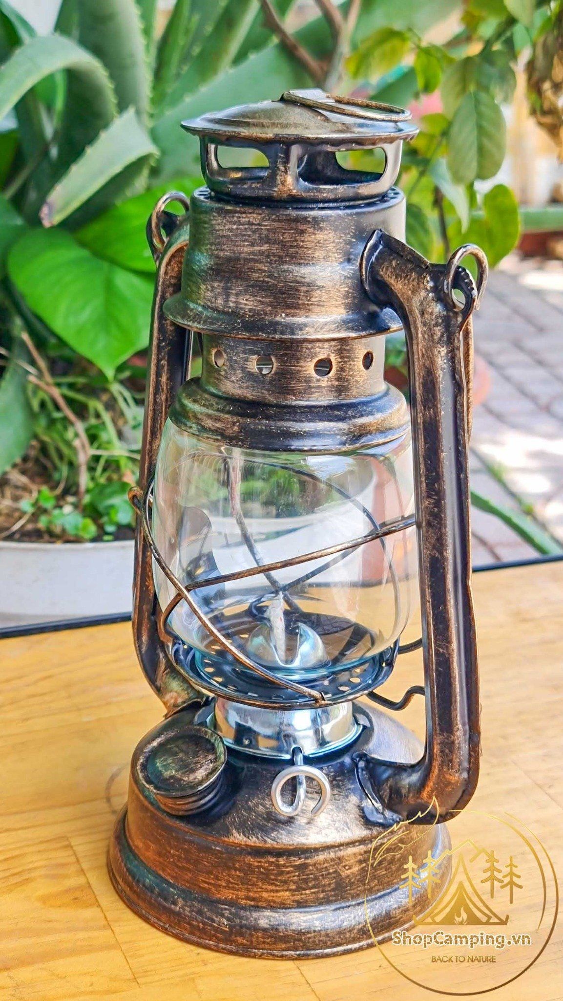 Đèn bão đèn dầu size trung decor trang trí nhà cửa, đèn măng xông cắm trại dã ngoại phong cách cổ điển