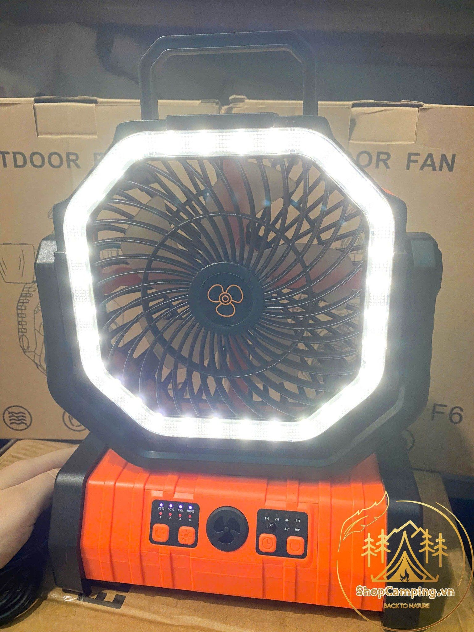 Quạt cắm trại dã ngoại Pin 20000mAh tích hợp đèn, sạc điện thoại, Remote điều khiển từ xa