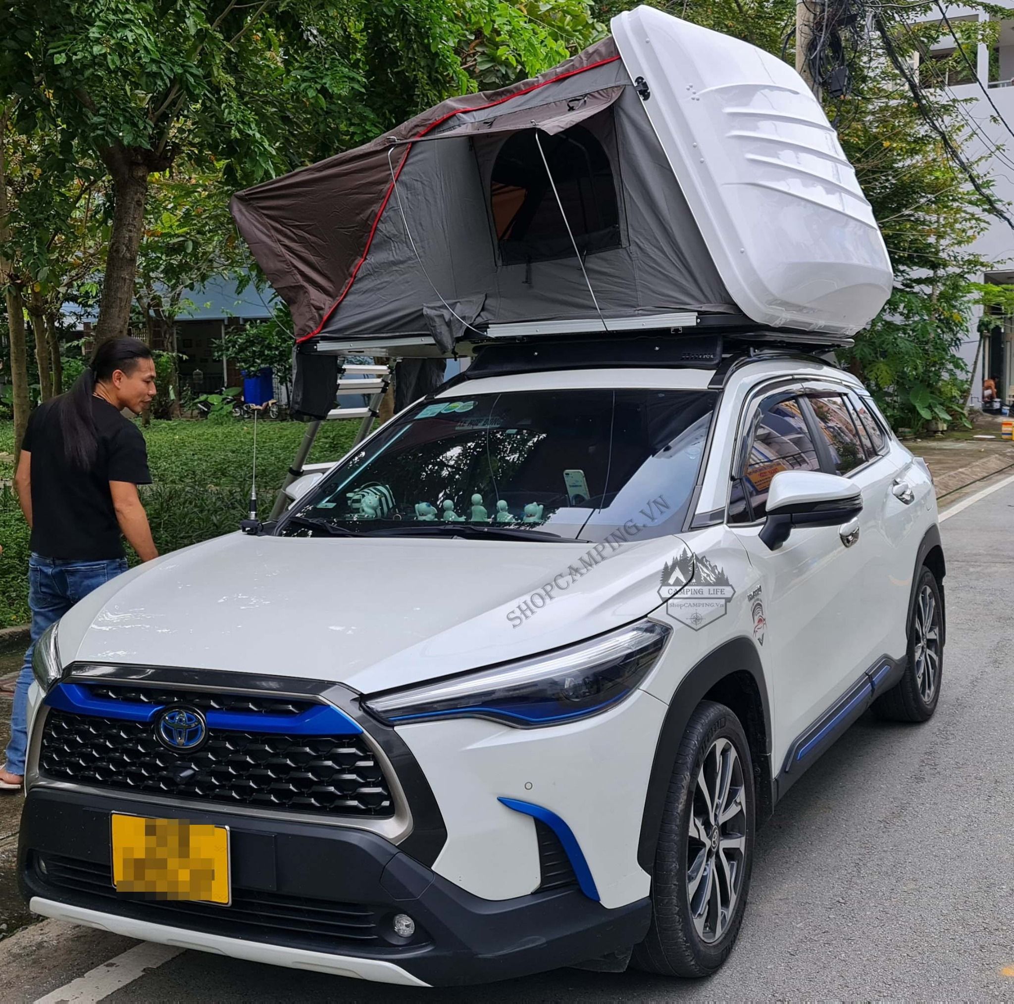 Lều nóc oto mui cứng nhựa ABS dành cho 3-4 người