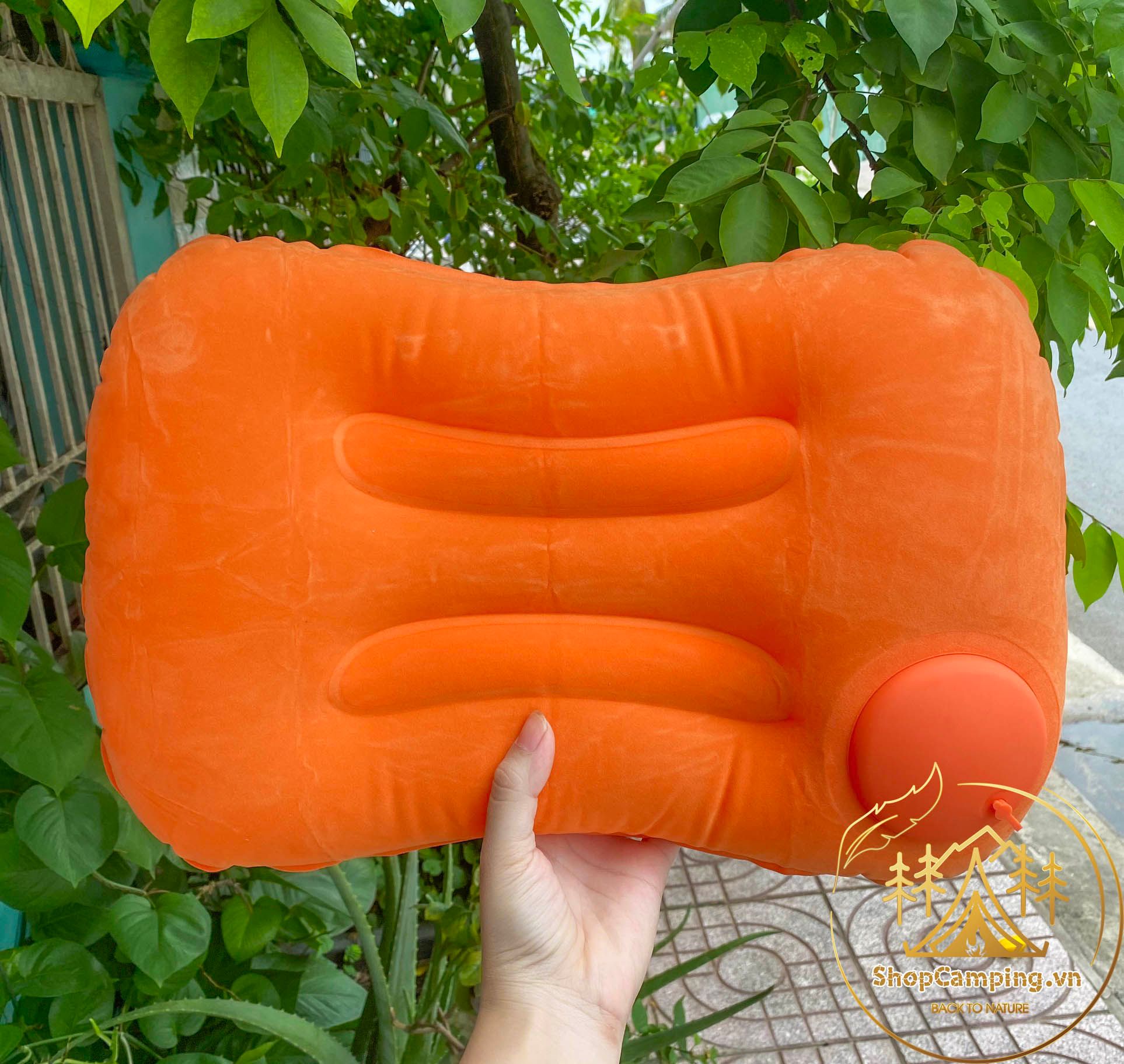 Gối hơi gấp gọn tự bơm hơi, gối hơi văn phòng, gối xếp gọn du lịch dã ngoại cắm trại