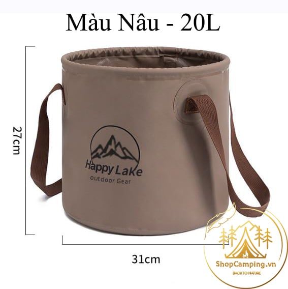 Xô đựng nước gấp gọn 10L / 20L HappyTravel, xô nước tròn xếp gọn du lịch, cắm trại dã ngoại