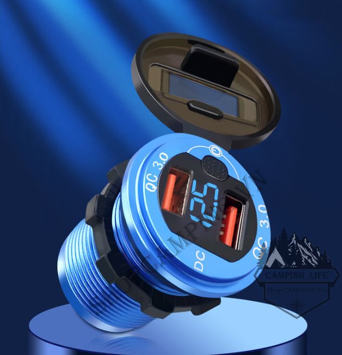 Bộ sạc QC3.0 Cổng USB không thấm nước dành cho Ô tô ,Xe máy