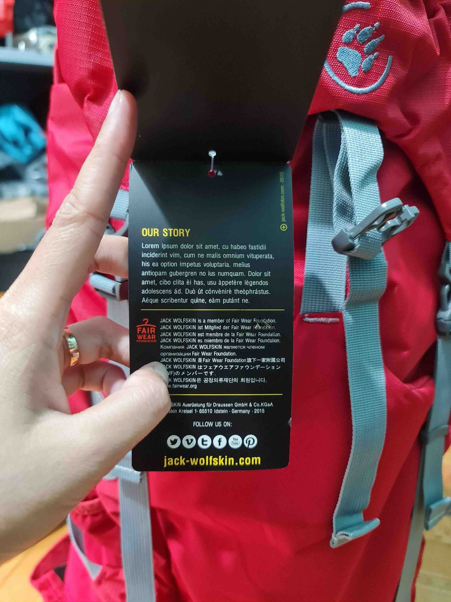 Balo leo núi Jack Wolfskin, Túi trống Y3, dành choTrekking cắm trại