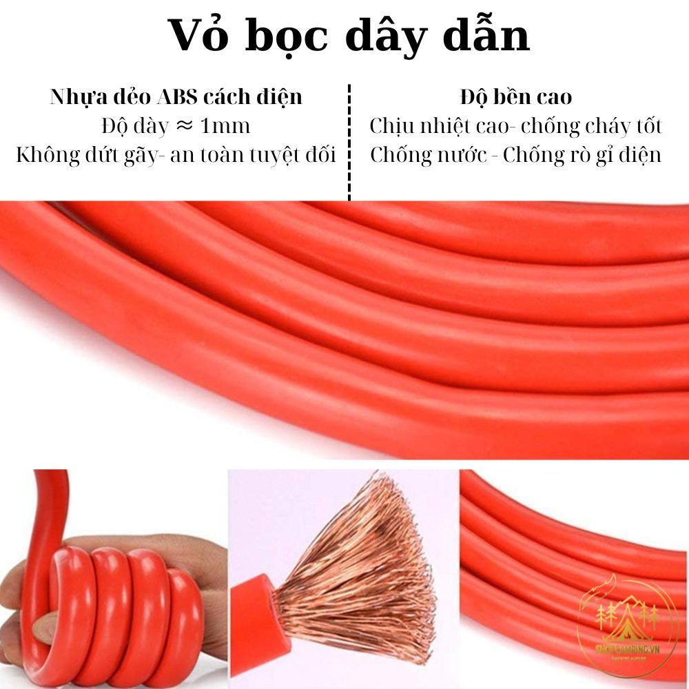 Dây câu bình ắc quy ô tô lõi đồng lớn 2000A, kích điện ắc qui dài 3m