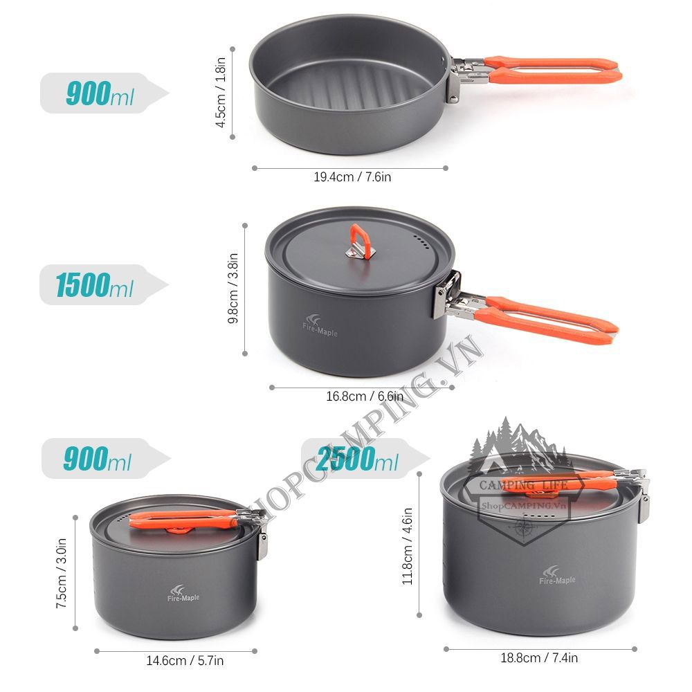 Bộ nồi nấu ăn 2-3 người dành cho dã ngoại cắm trại Fire Maple Feast 4