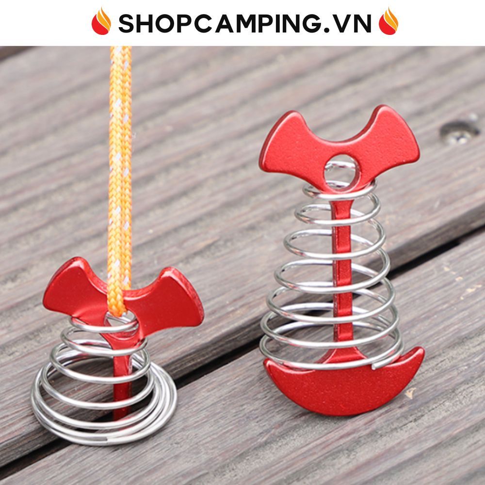Móc lò xo, cọc neo xương cá gim dây lều sàn gỗ có khóa D dành cho cắm trại dã ngoại