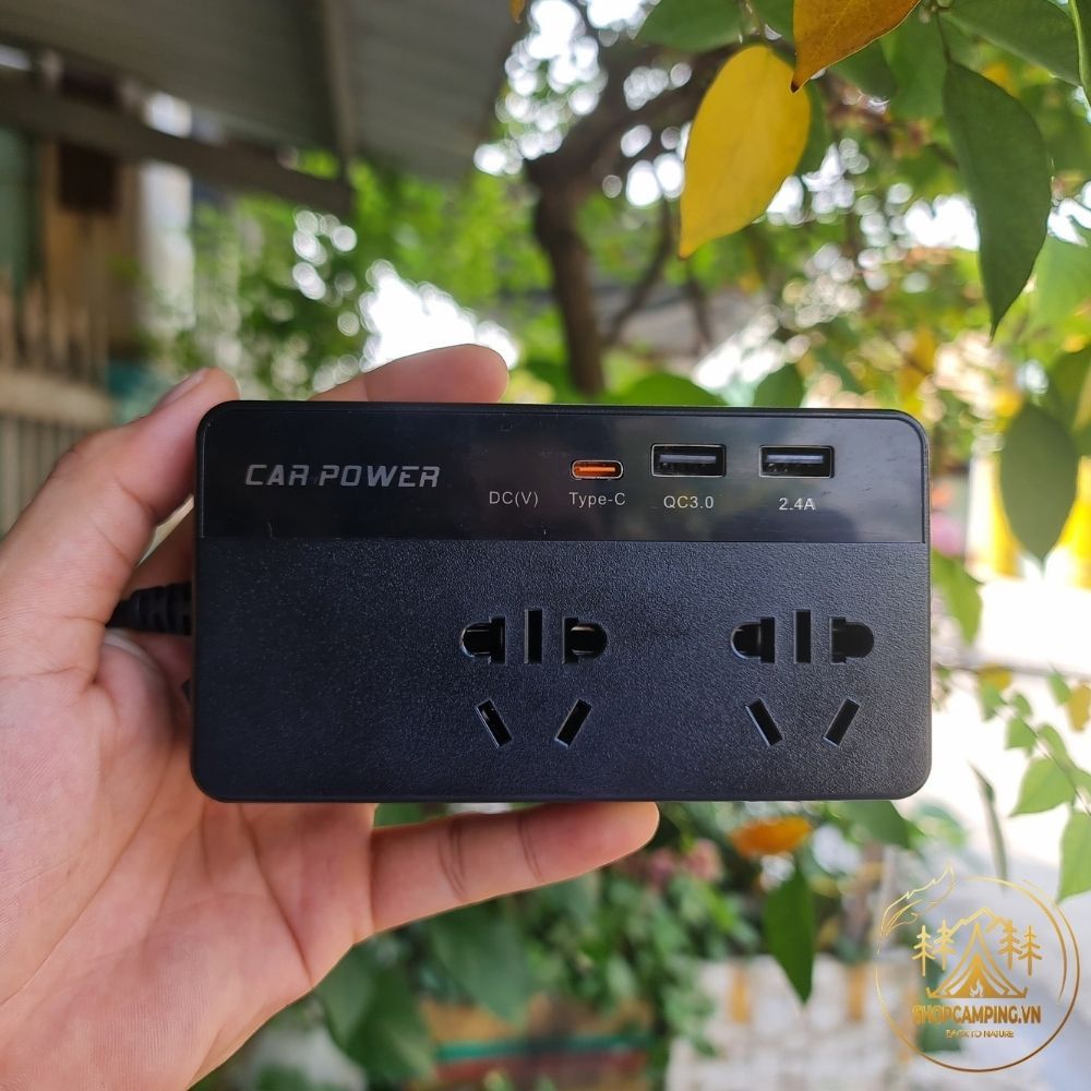 Bộ sạc điện thoại, sạc oto tích hợp inverter 12v sang 220v 200w