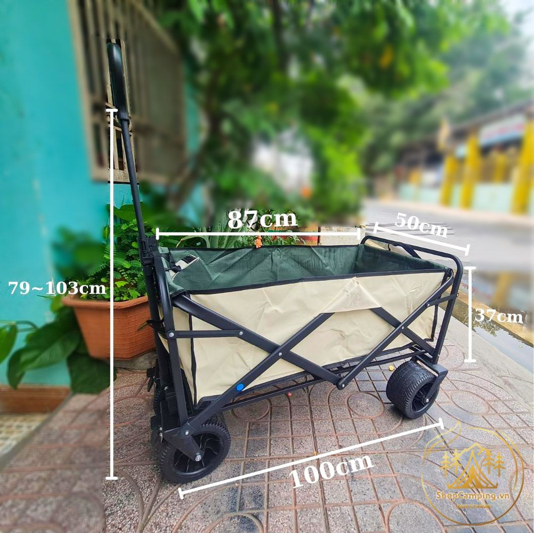 Xe kéo dã ngoại gấp gọn, xe đựng đồ bánh lớn cho du lịch, cắm trại dã ngoại