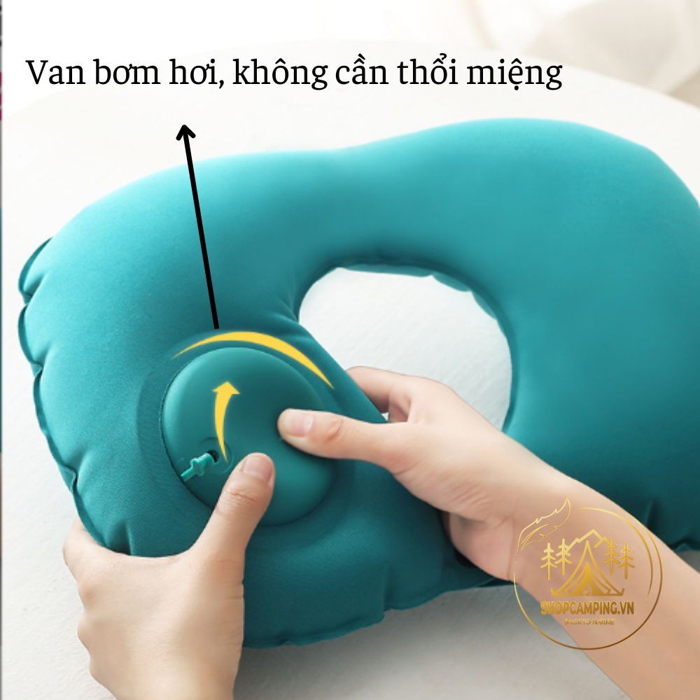 Gối chữ U kê cổ bơm hơi ,gối du lịch không cần thổi ,gấp gọn tiện mang theo du lịch