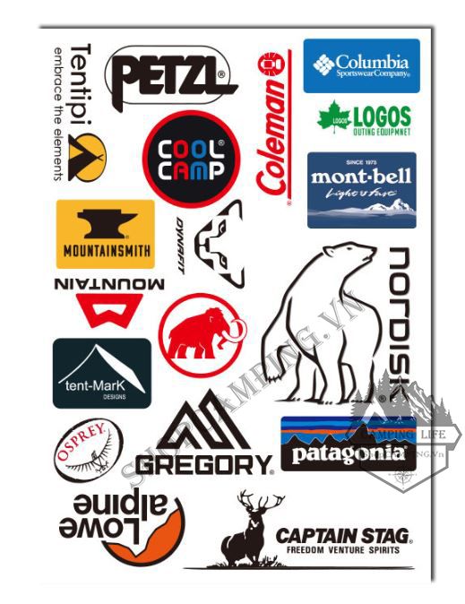 Sticker Logo hãng Camping, hình dán trang trí phượt du lịch