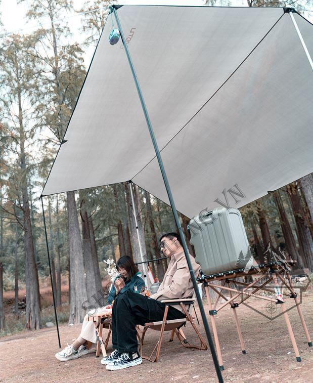 Bộ tăng /tarp bạt che xám kèm trụ sắt 3x5m dành cho cắm trại dã ngoại