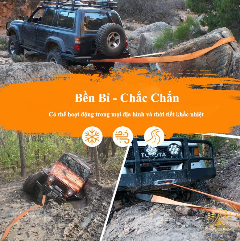 Dây cáp ,dây nối tời ,kéo xe bẹ 7.5Cm 9M 14 Tấn CHÍNH HÃNG BUNKER INDUST