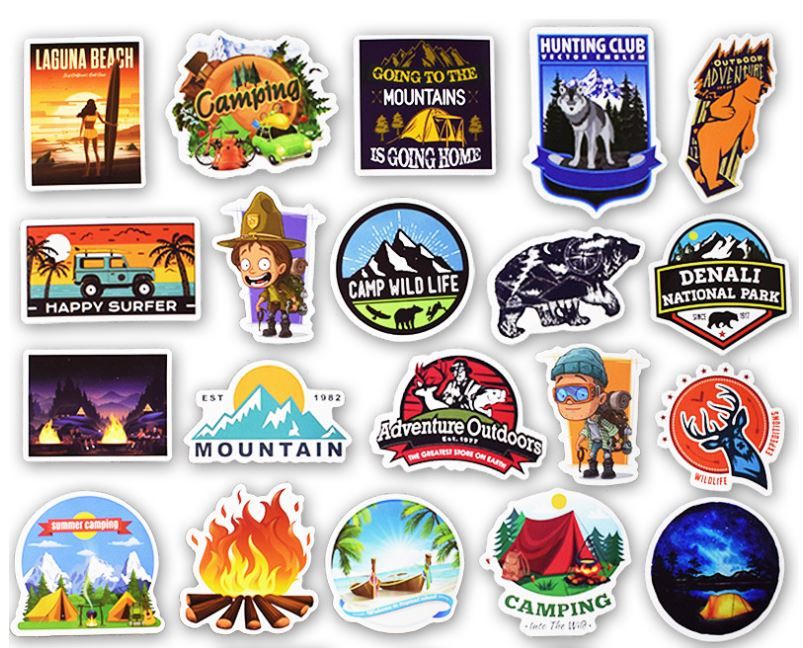 Sticker chủ đề camping hình dán trang trí phượt du lịch (50 hình)