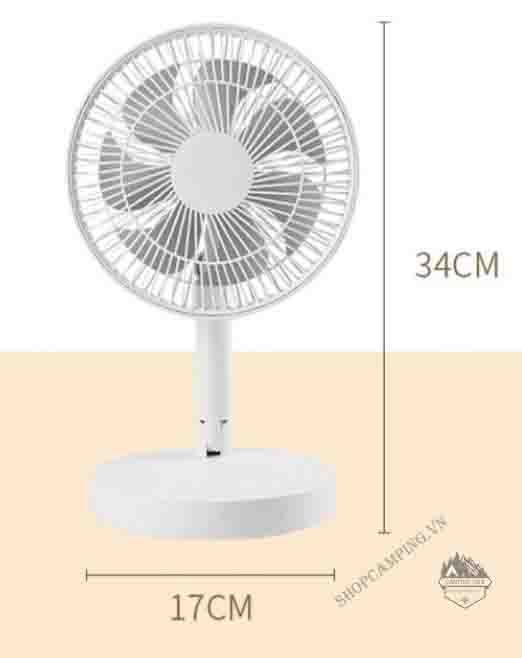 Quạt Tích Điện Gấp Gọn Đa Năng 4 Chế Độ
