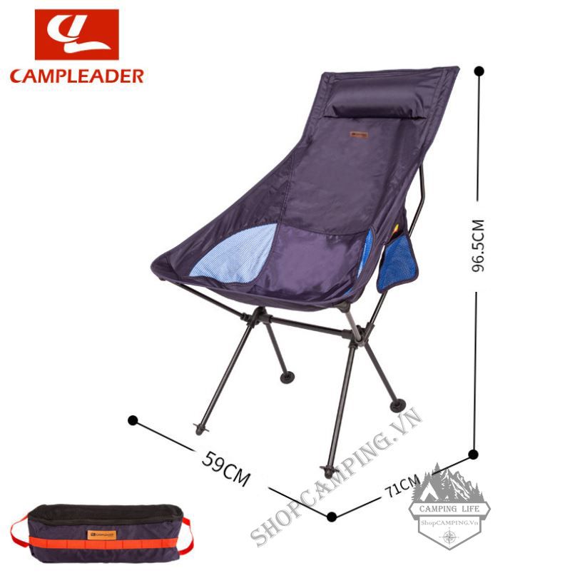 Ghế xếp có gối và tựa cỡ lớn hợp kim nhôm dành cho câu cá, cắm trại, dã ngoại