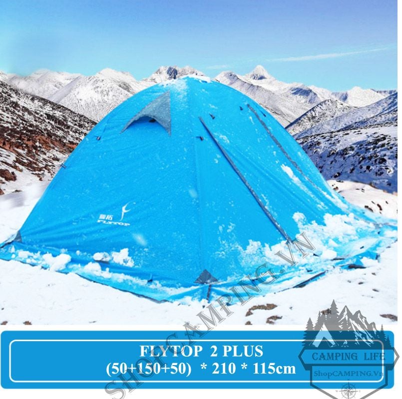 Lều cắm trại, lều 2 lớp cho 2-4 người chuyên chống lạnh Flytop khung nhôm