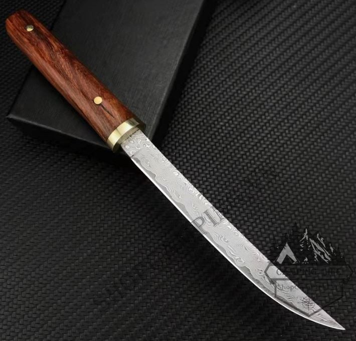 Dao gọt hoa quả vân thép Damascus Nhật Bản