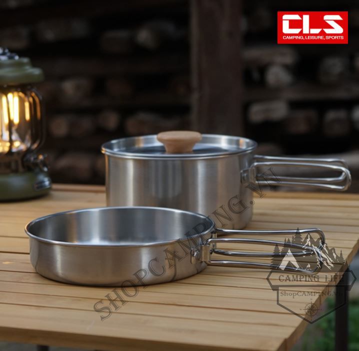 Set Nồi Chảo Gấp Gọn Inox cao cấp CLS dành cho cắm trại dã ngoại