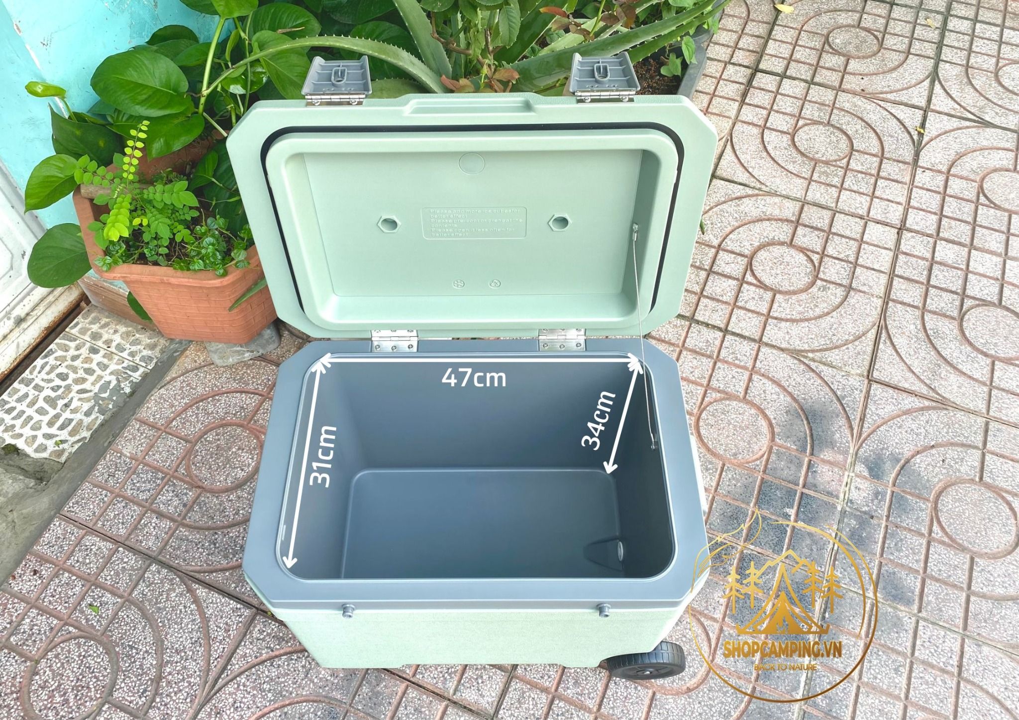 Thùng đá giữ nhiệt 45L có bánh xe kéo, thùng đựng đá, thùng giữ nhiệt du lịch, cắm trại dã ngoại