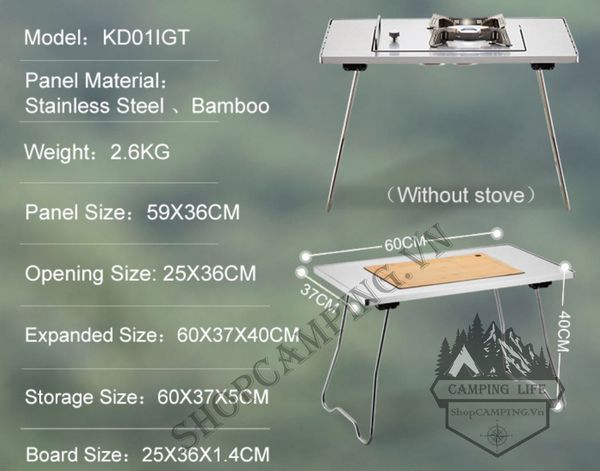  Bàn Alocs gấp gọn bằng thép không gỉ giành cho tiệc BBQ hoạt động cắm trại dã ngoại 