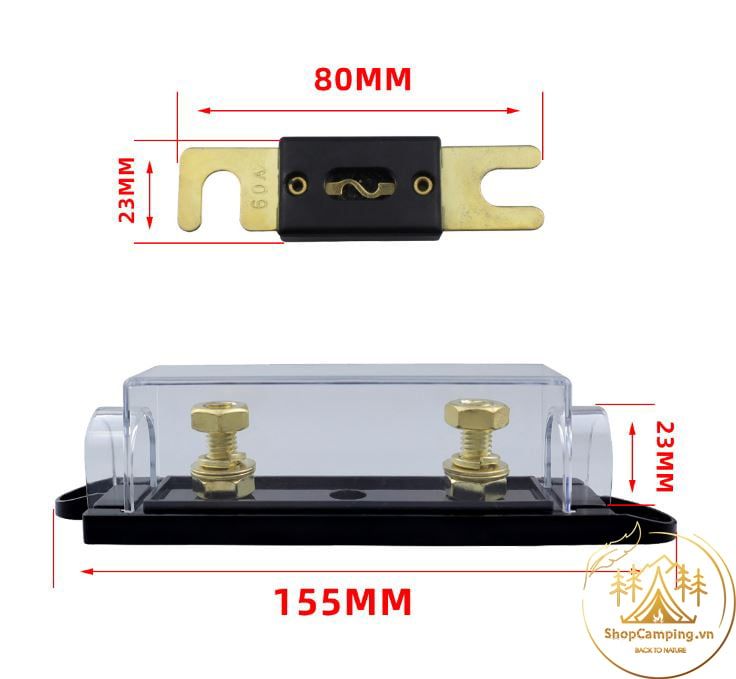 Cầu chì xe oto, cầu chì âm thanh mạ cao cấp 60a-200a