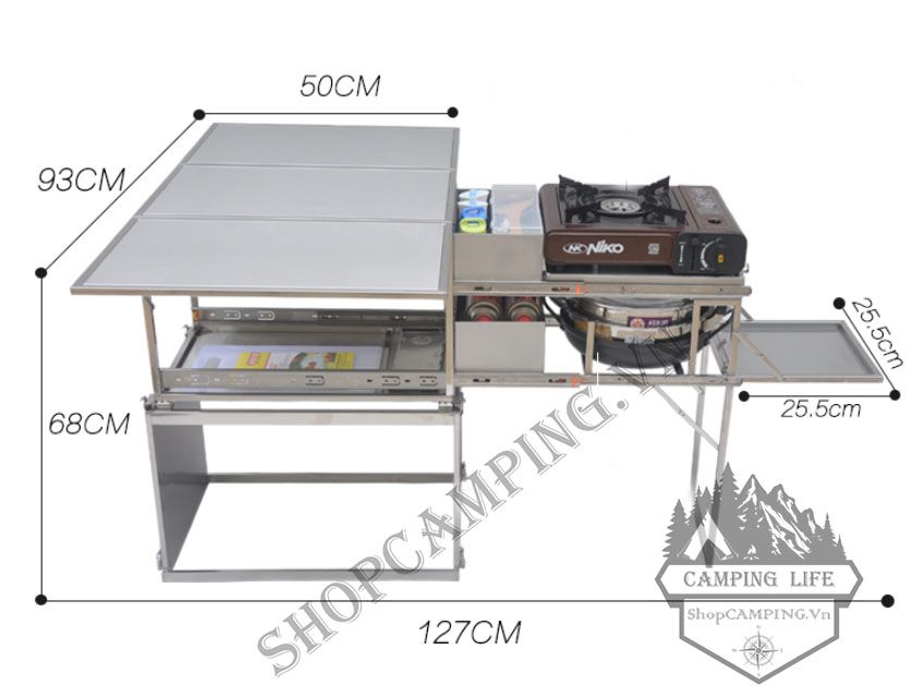 Bàn bếp di động cắm trại ,Bàn bếp di động cắm trại,dã ngoại,bếp di động inox 304,siêu bền,siêu tiện lợi