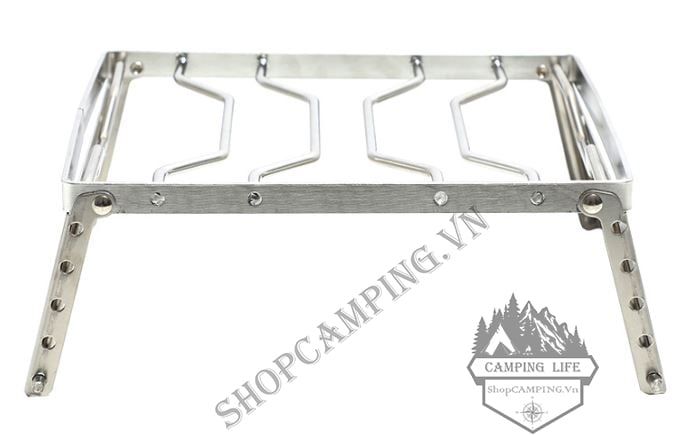 Kiềng bếp gấp gọn inox 304 dày nấu nướng, khung bếp chắn gió điều chỉnh độ cao dã ngoại cắm trại