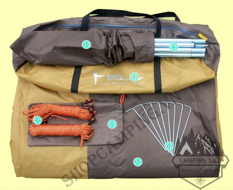 Bộ tăng /tarp Flytop bạt che kèm trụ sắt 5m6*5m5*cao 2m