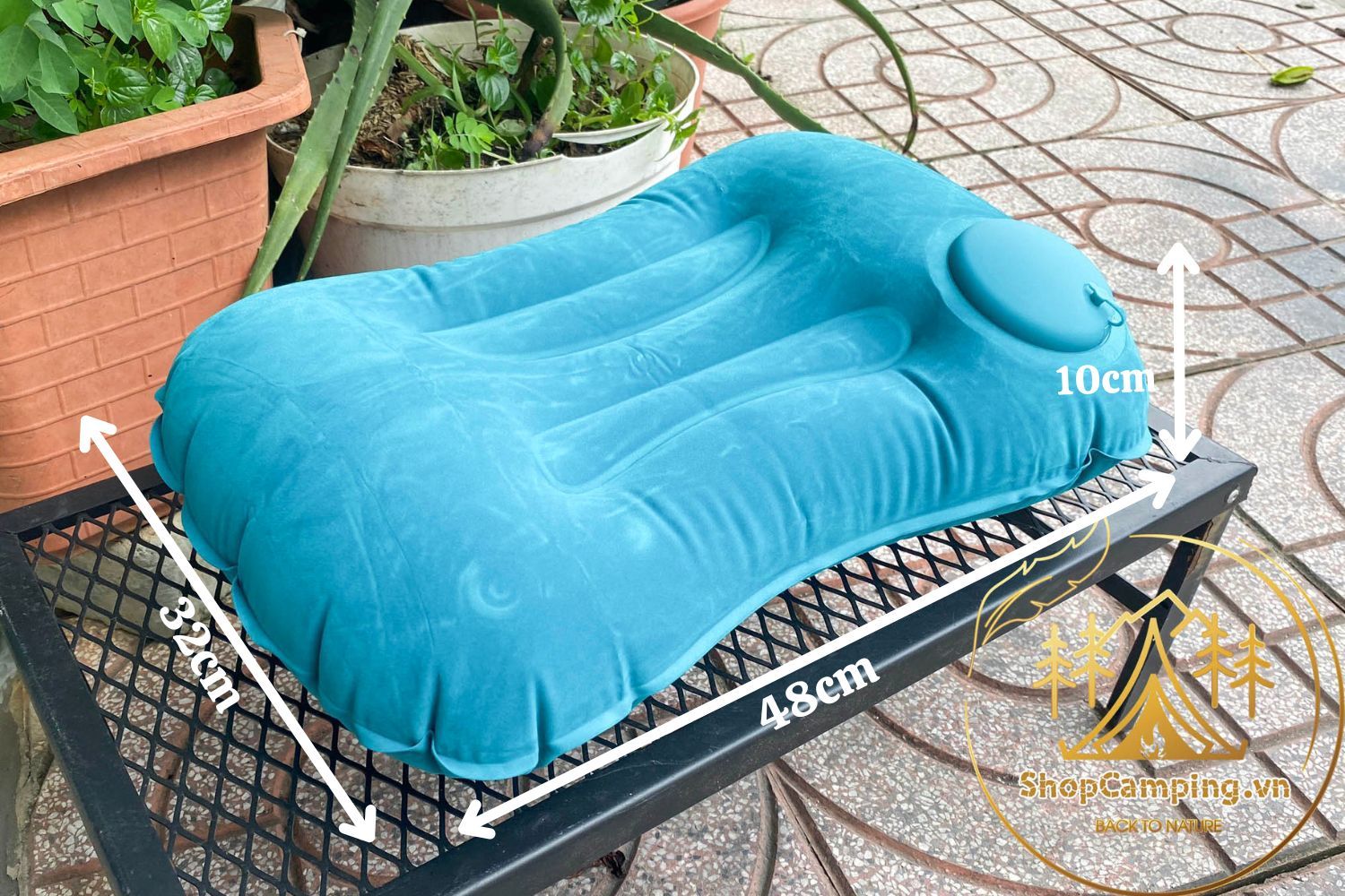 Gối hơi gấp gọn tự bơm hơi, gối hơi văn phòng, gối xếp gọn du lịch dã ngoại cắm trại