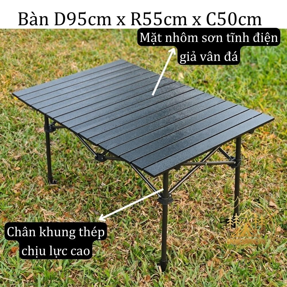  Bàn cuộn vân gỗ gấp gọn, bàn thép xếp giả gỗ dành cho du lịch, cắm trại dã ngoại 