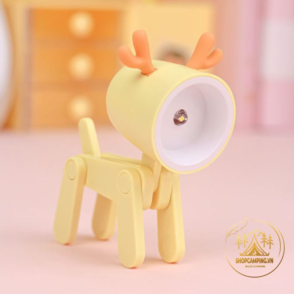 Đèn ngủ led mini để bàn hình chó, hươu dễ thương ( Tặng 3 pin)