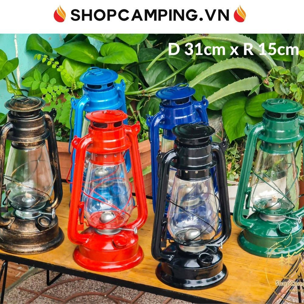 Đèn bão đèn dầu size lớn 31cm decor trang trí nhà cửa, đèn măng xông cắm trại dã ngoại cổ điển