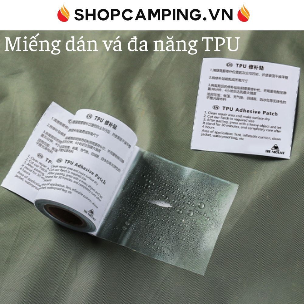 Miếng dán lều trại TPU trong suốt, dán vá phao, nệm hơi, áo mưa, tăng bạt dã ngoại