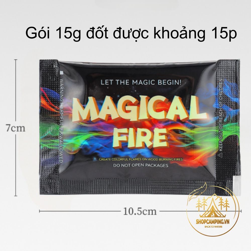 Bột tạo màu lửa Magical Fire ma thuật nhiều màu sắc, cắm trại dã ngoại