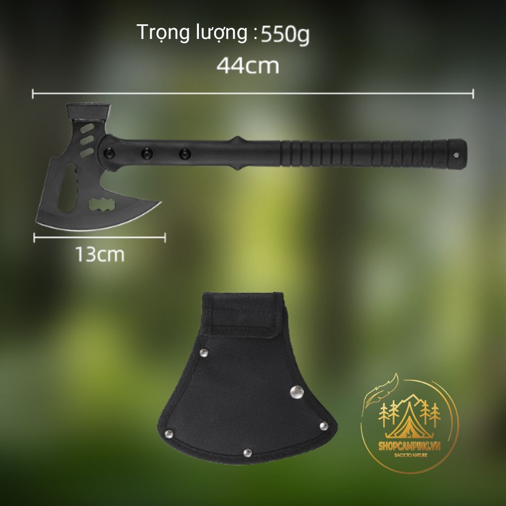 Búa rìu thép carbon đa năng, rìu sinh tồn đi rừng, phượt cắm trại dã ngoại