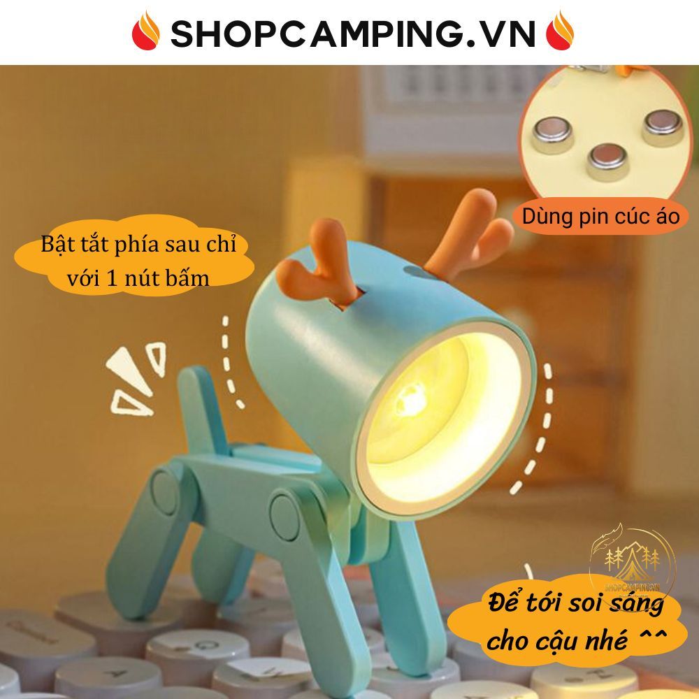 Đèn ngủ led mini để bàn hình chó, hươu dễ thương ( Tặng 3 pin)