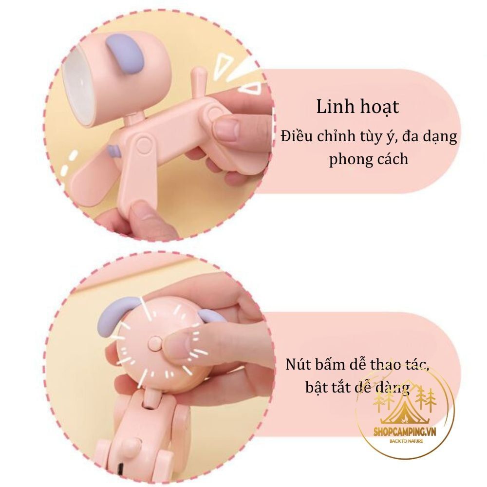 Đèn ngủ led mini để bàn hình chó, hươu dễ thương ( Tặng 3 pin)