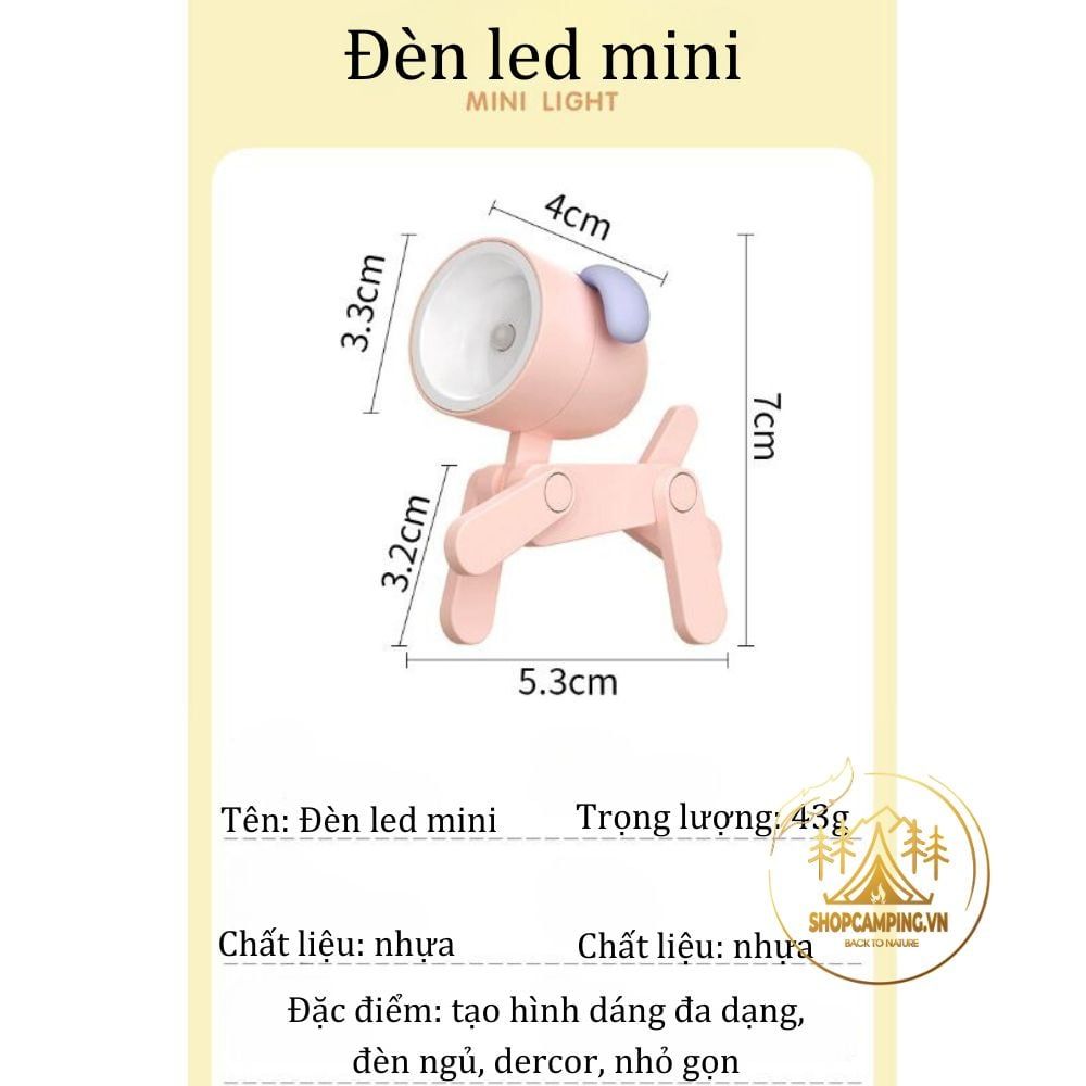 Đèn ngủ led mini để bàn hình chó, hươu dễ thương ( Tặng 3 pin)