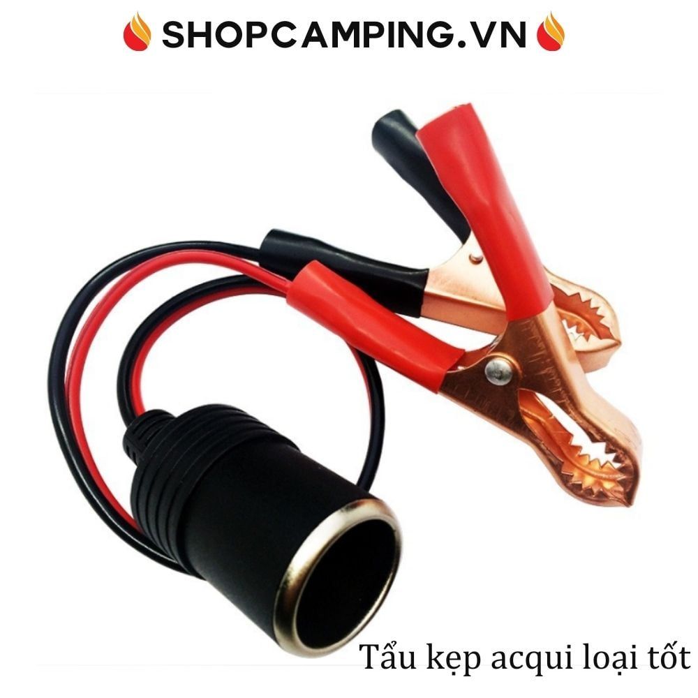 Tẩu kẹp ắc qui tẩu cái đầu cái lấy điện bình xe hơi ô tô, cáp chuyển kẹp acqui sang tẩu thuốc ô tô tiện dụng